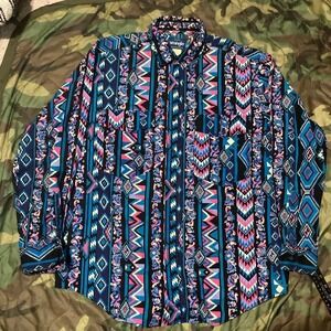 Wrangler Multicolor Geometric Casual Button Down Shirt